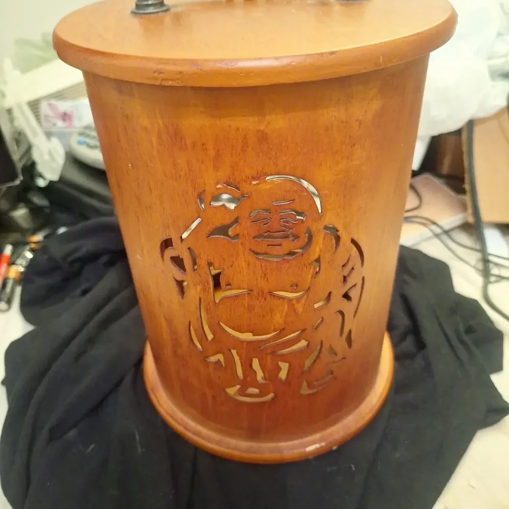 Pyrat Rum Round Wooden Laser Cut BUDDA CASE Hinged Door 10